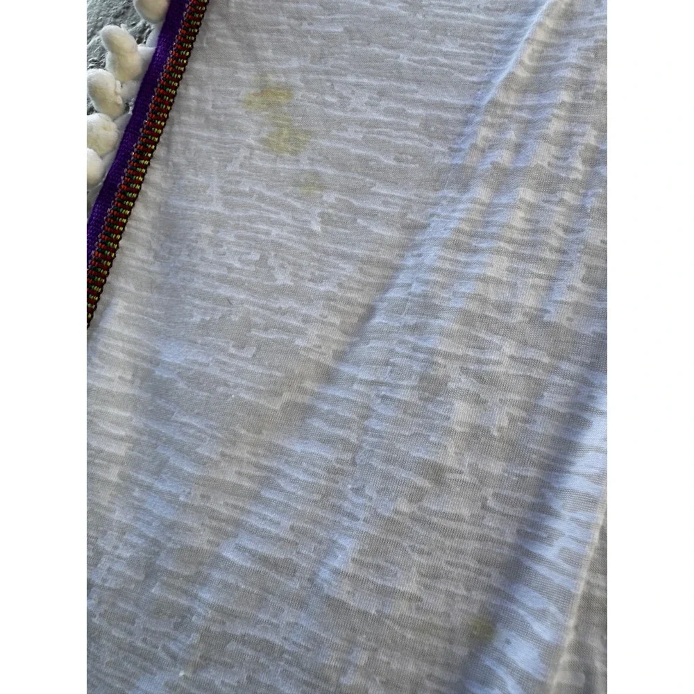 Pitusa White Pom Pom Kaftan Maxi Dress Cover Up Beach Petite One Size Peru
